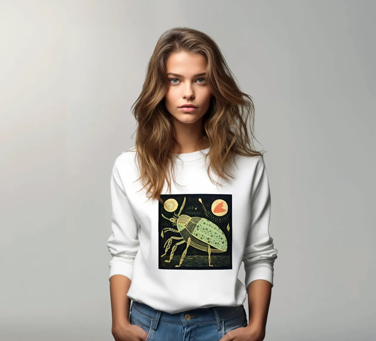 Grüne Kakerlake 2 Sweatshirt von Minimal Animal Art