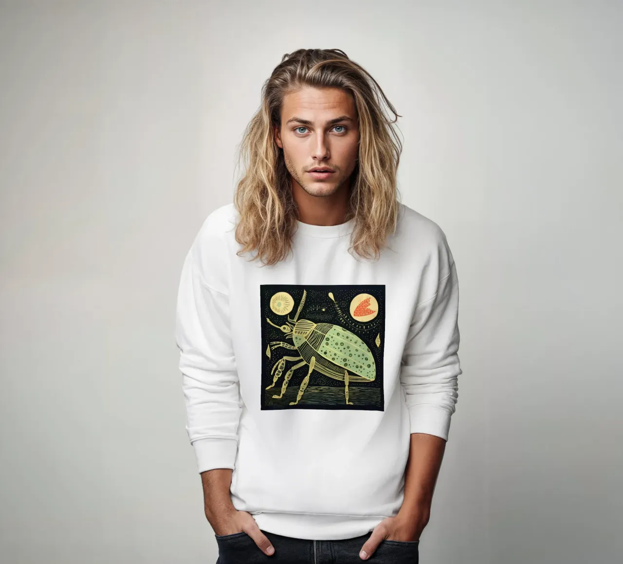 Groene kakkerlak sweatshirt van Minimal Animal Art