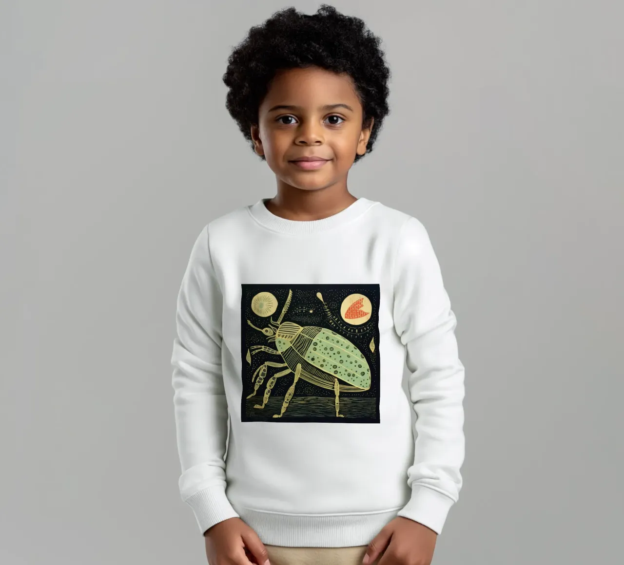 Cafard vert 2 sweat enfant de Minimal Animal Art