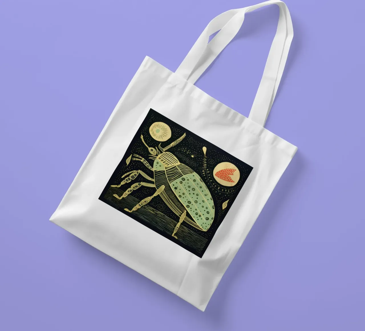 Scarafaggio verde borsa in juta da Minimal Animal Art