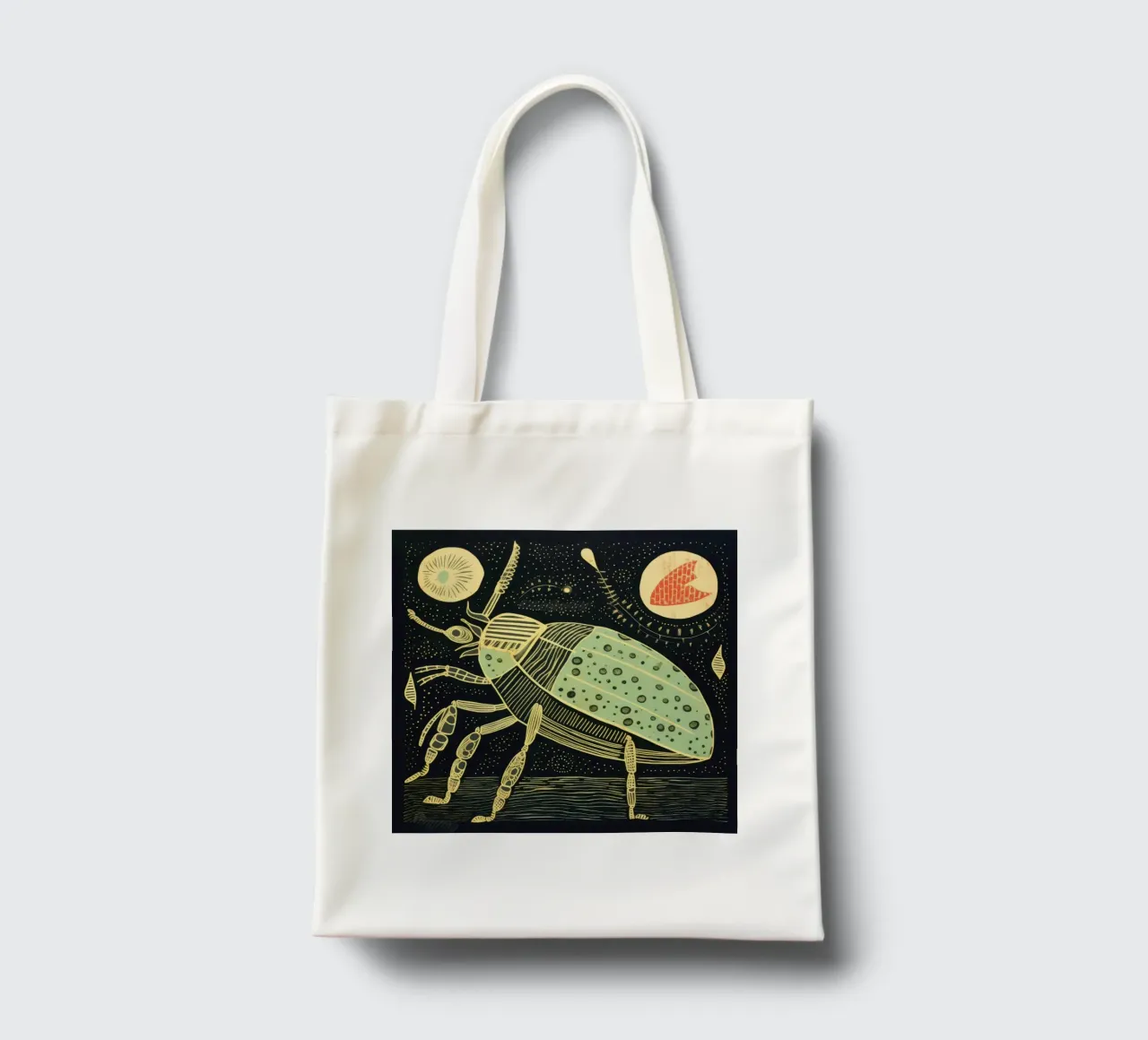 Scarafaggio verde borsa in juta da Minimal Animal Art