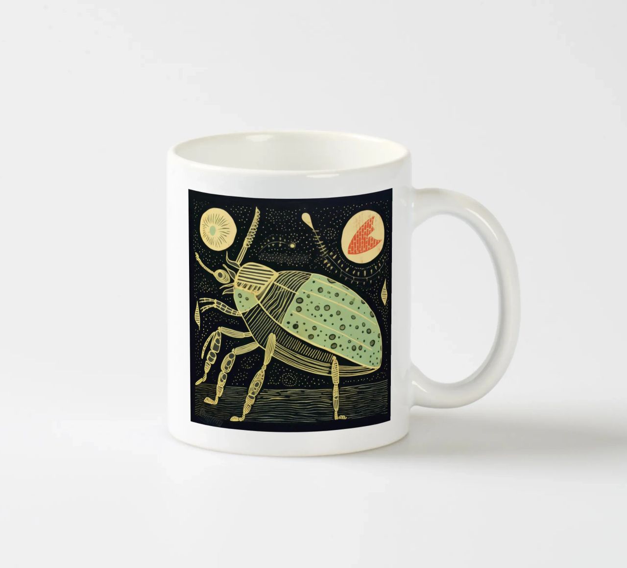 Groene kakkerlak 2 keramische mok van Minimal Animal Art
