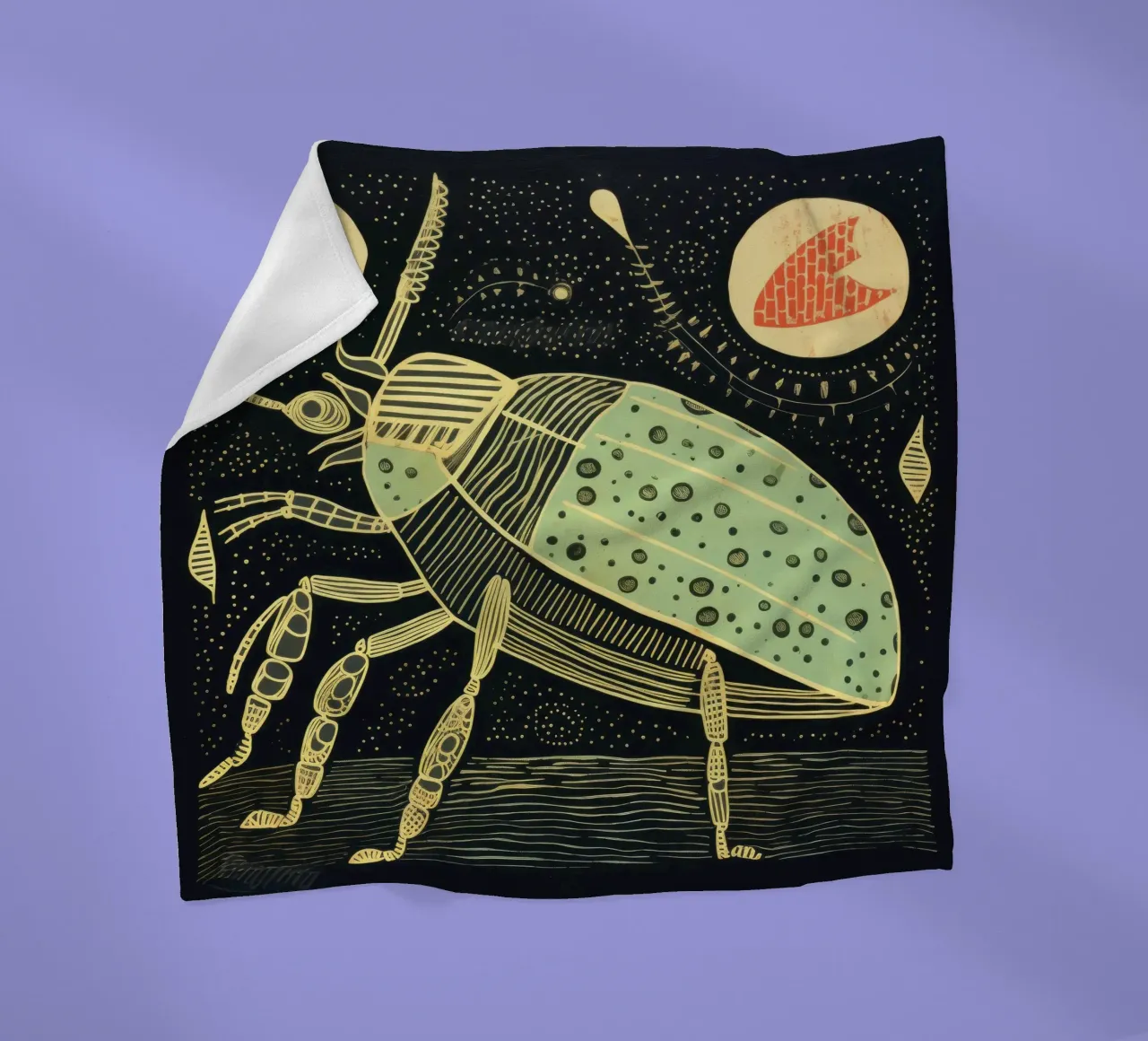 Scarafaggio verde 2 coperta in pile da Minimal Animal Art