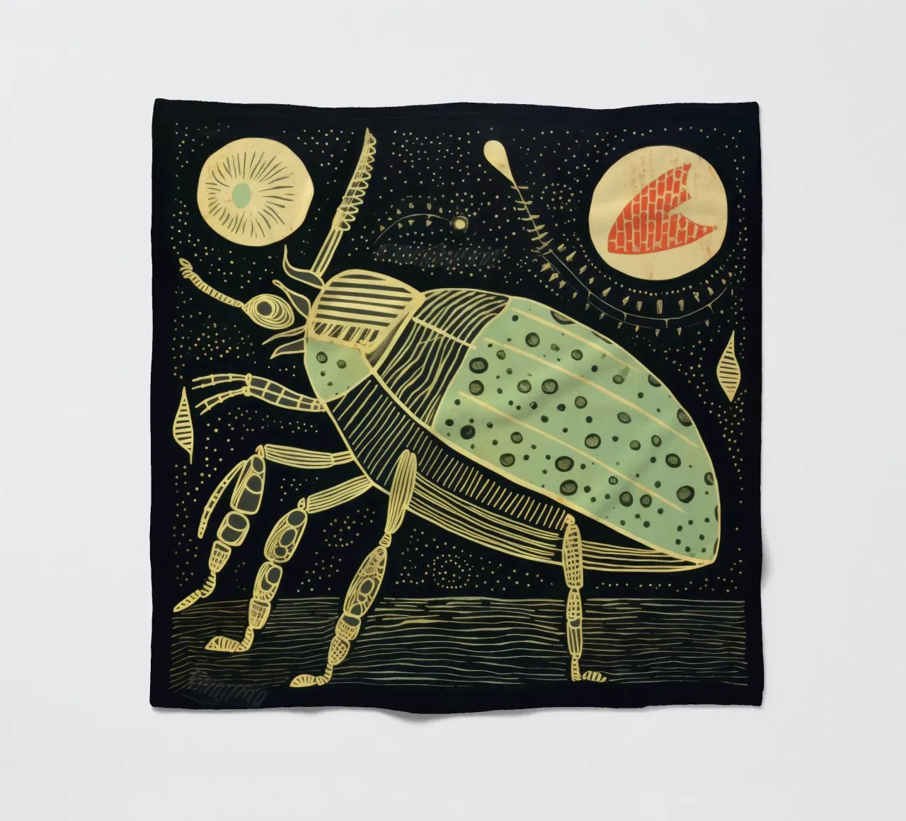 Scarafaggio verde 2 coperta in pile da Minimal Animal Art