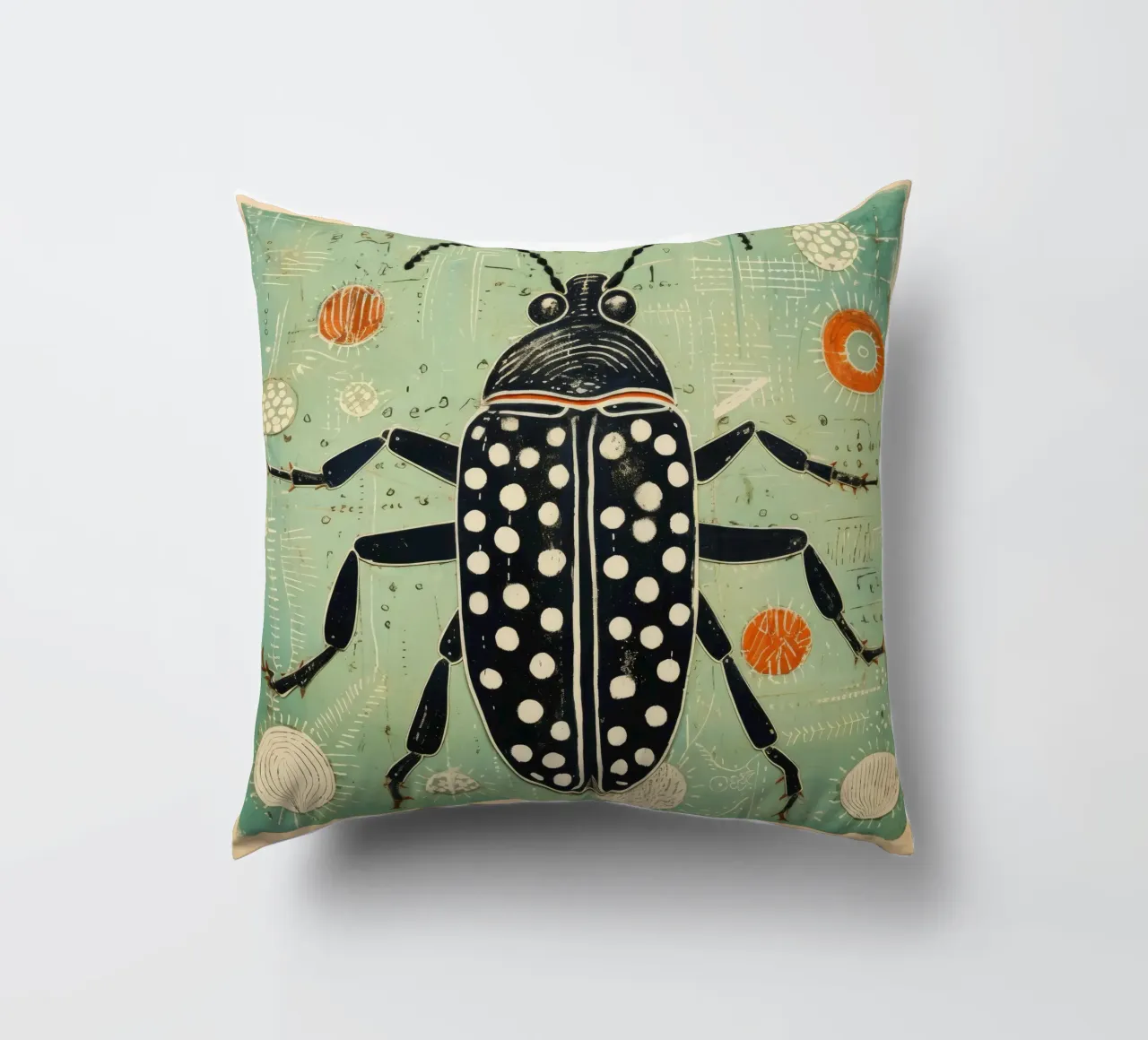 Cucaracha verde 3 cojín de Minimal Animal Art