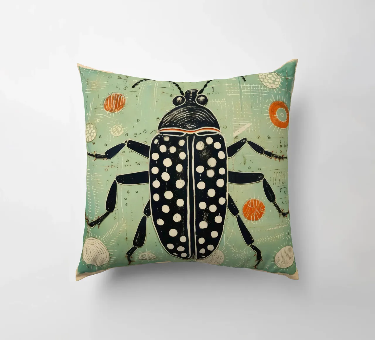 Cucaracha verde 3 cojín de Minimal Animal Art