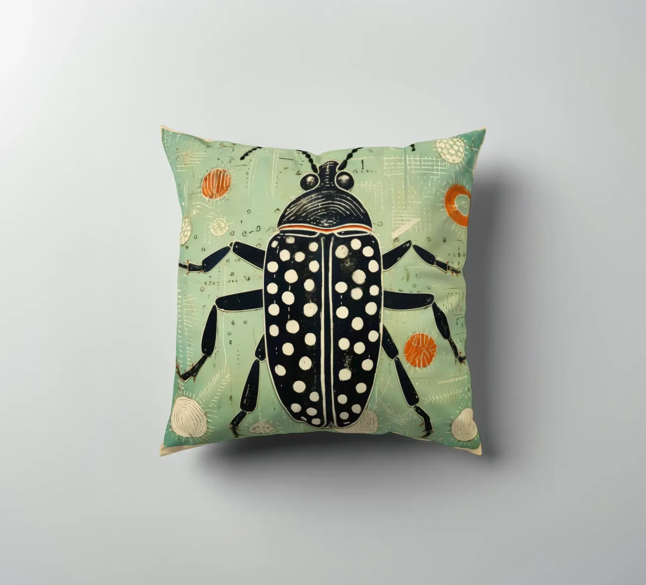 Cucaracha verde 3 cojín de Minimal Animal Art