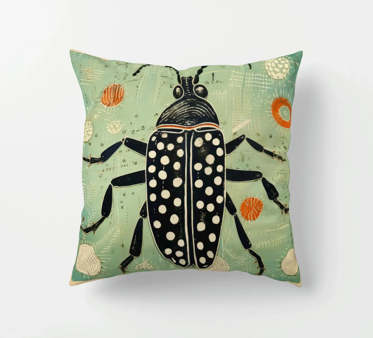 Cucaracha verde 3 cojín de Minimal Animal Art