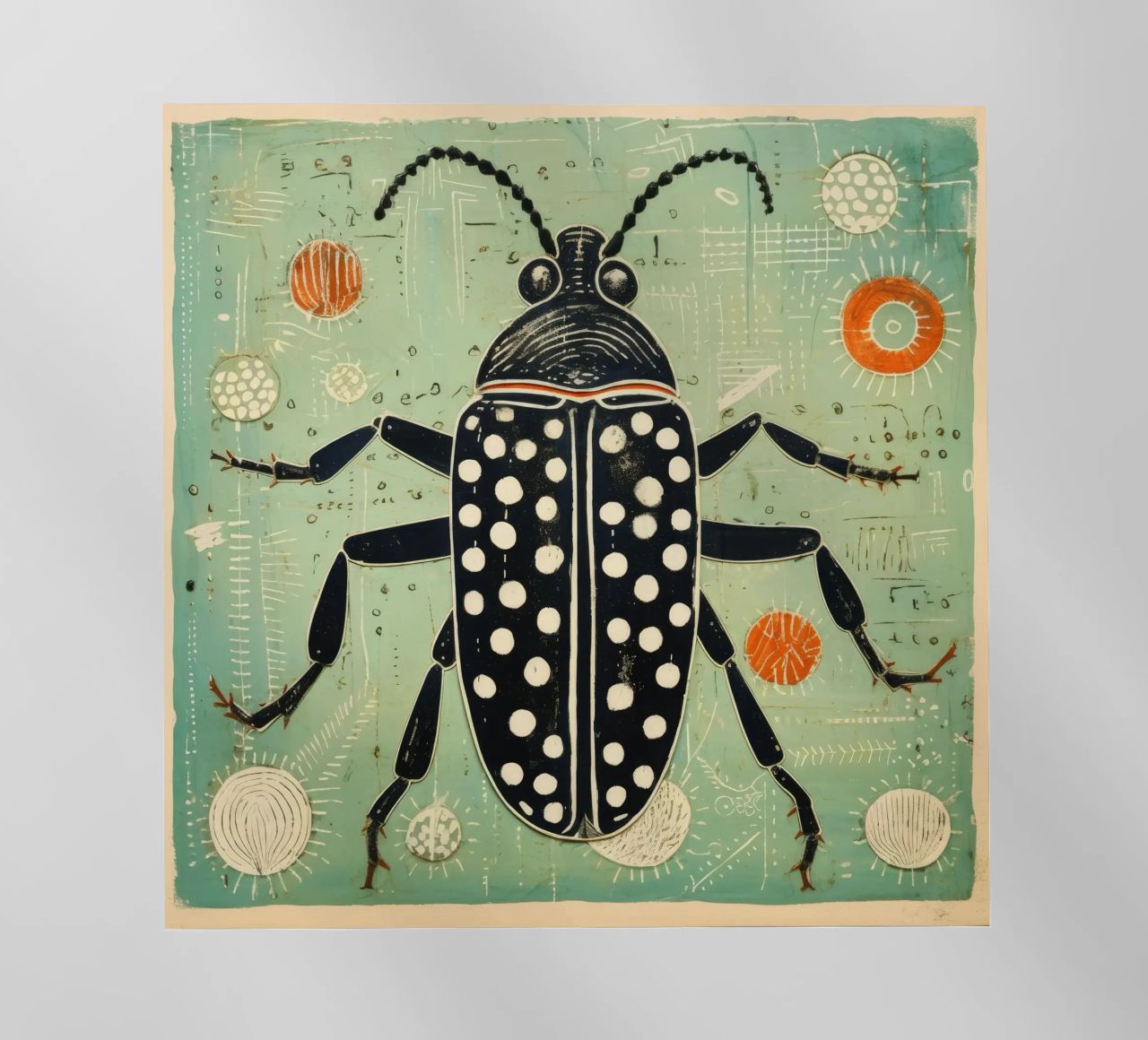 Cucaracha verde 3 lámina retroiluminada de Minimal Animal Art
