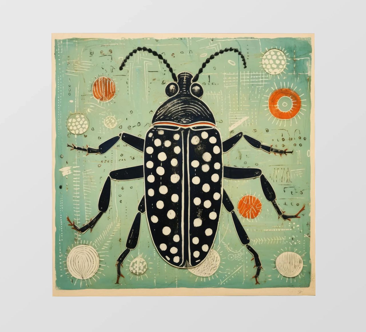 Cucaracha verde 3 lámina retroiluminada de Minimal Animal Art