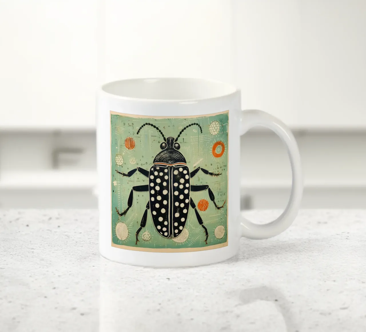Grüne Kakerlake 3 Keramik Tasse von Minimal Animal Art