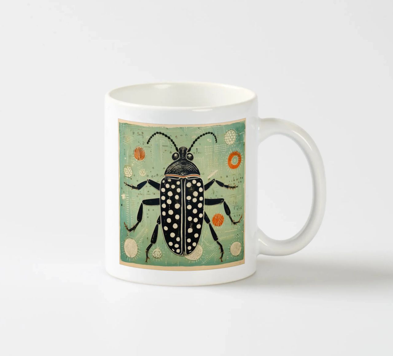 Groene kakkerlak 3 keramische mok van Minimal Animal Art