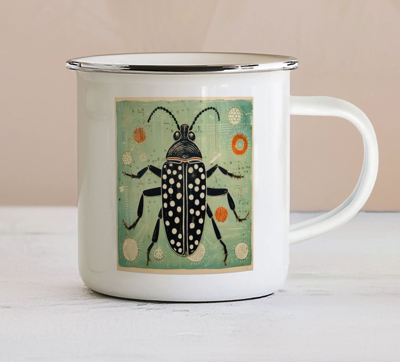 Scarafaggio verde 3 tazza in smalto da Minimal Animal Art