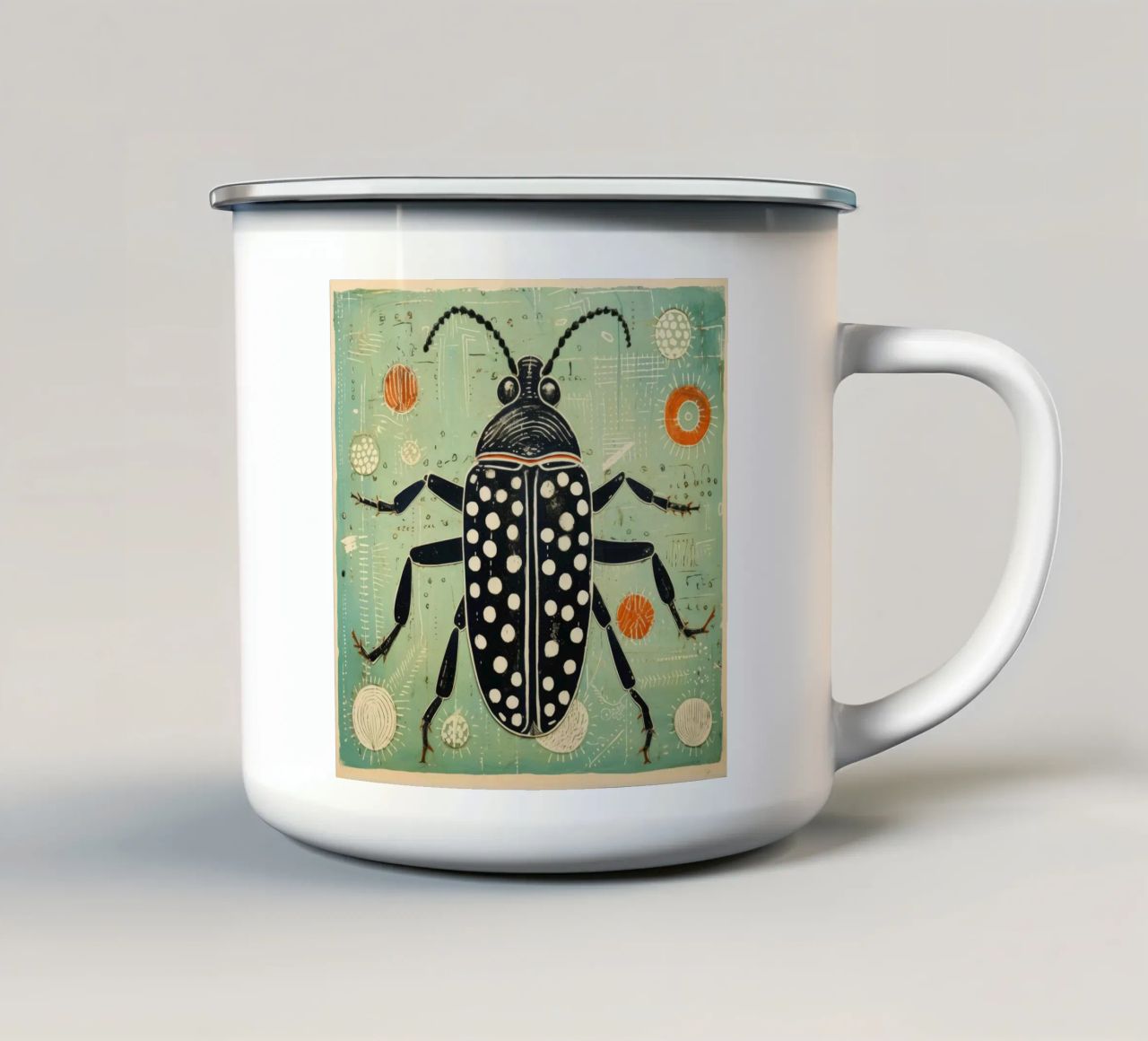 Scarafaggio verde 3 tazza in smalto da Minimal Animal Art