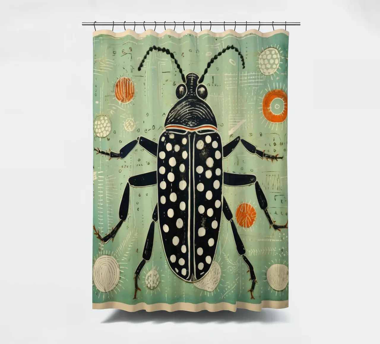 Groene kakkerlak 3 douchegordijn van Minimal Animal Art