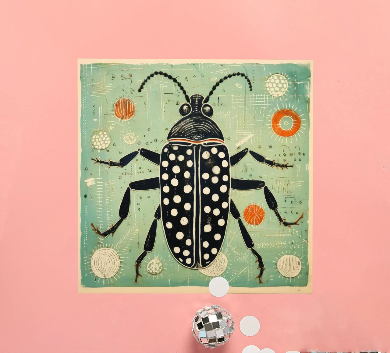 Cucaracha verde 3 pegatina de Minimal Animal Art