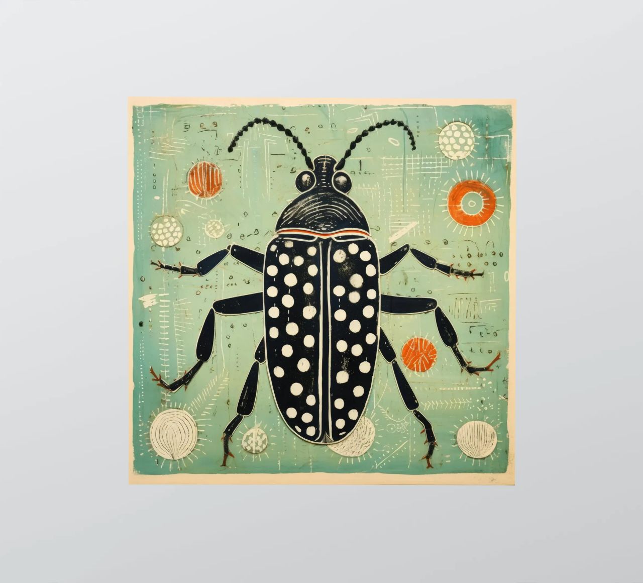 Cucaracha verde 3 pegatina de Minimal Animal Art