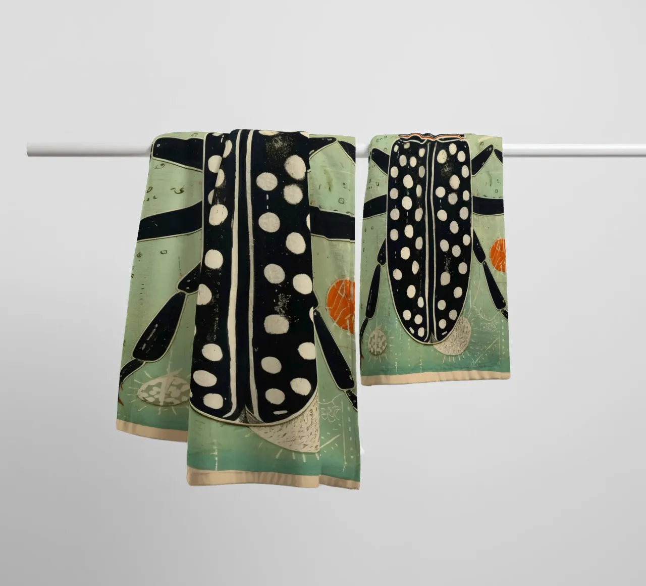 Green Cockroach 3 towel by Minimal Animal Art