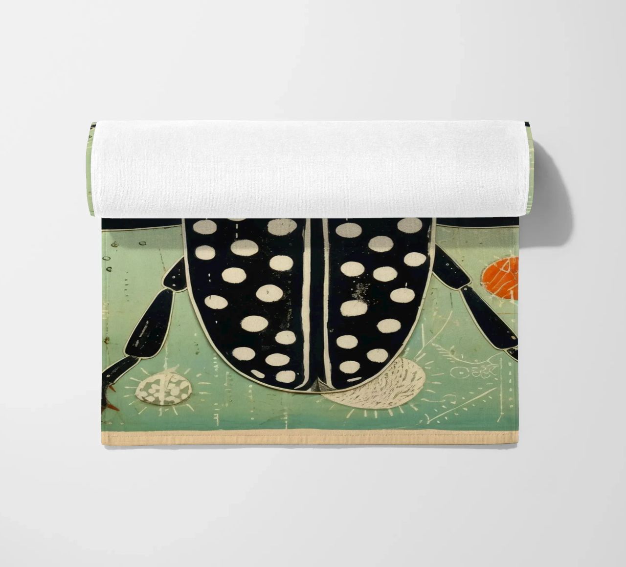 Scarafaggio verde 3 telo mare da Minimal Animal Art