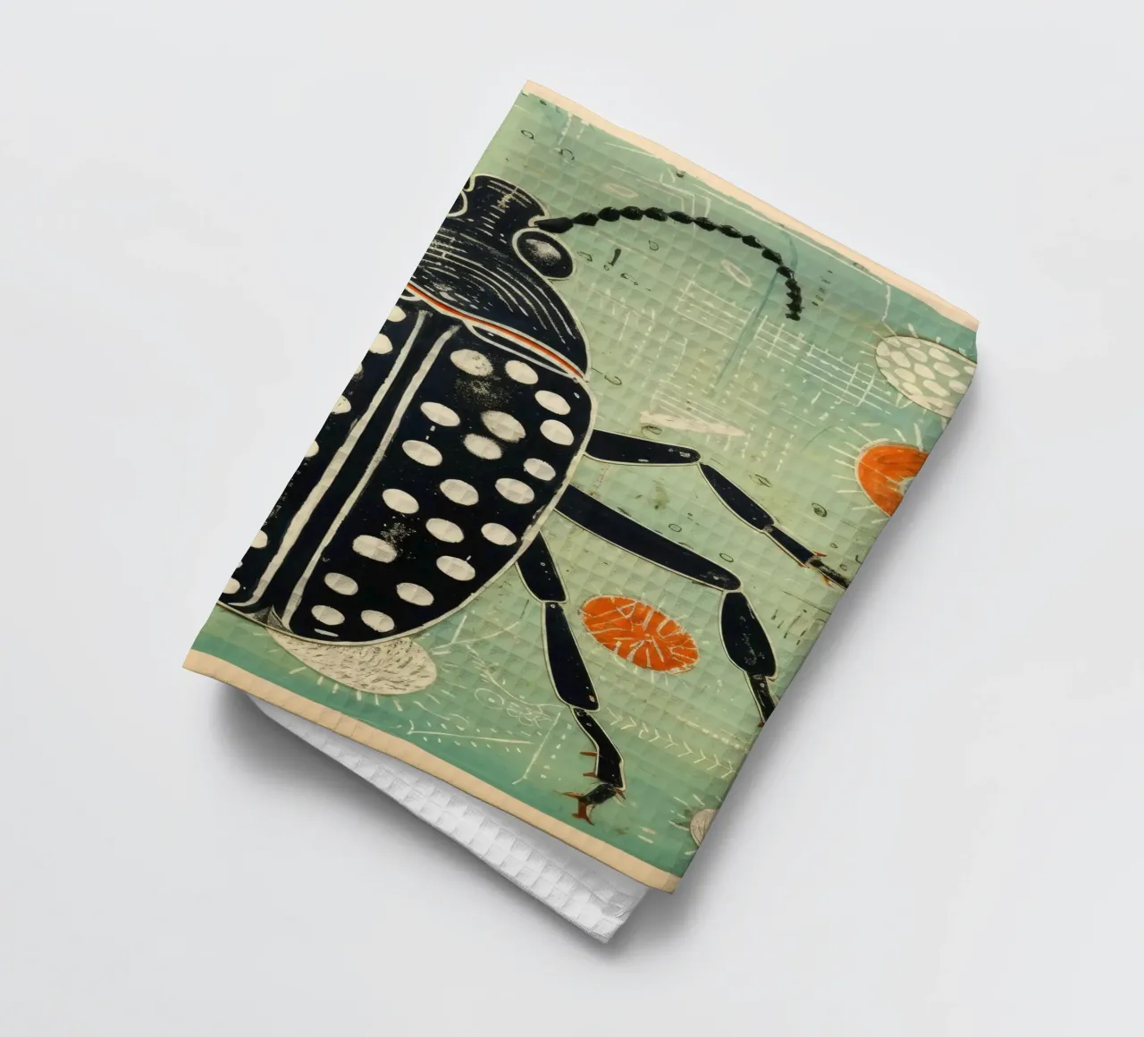 Groene kakkerlak 3 theedoek van Minimal Animal Art
