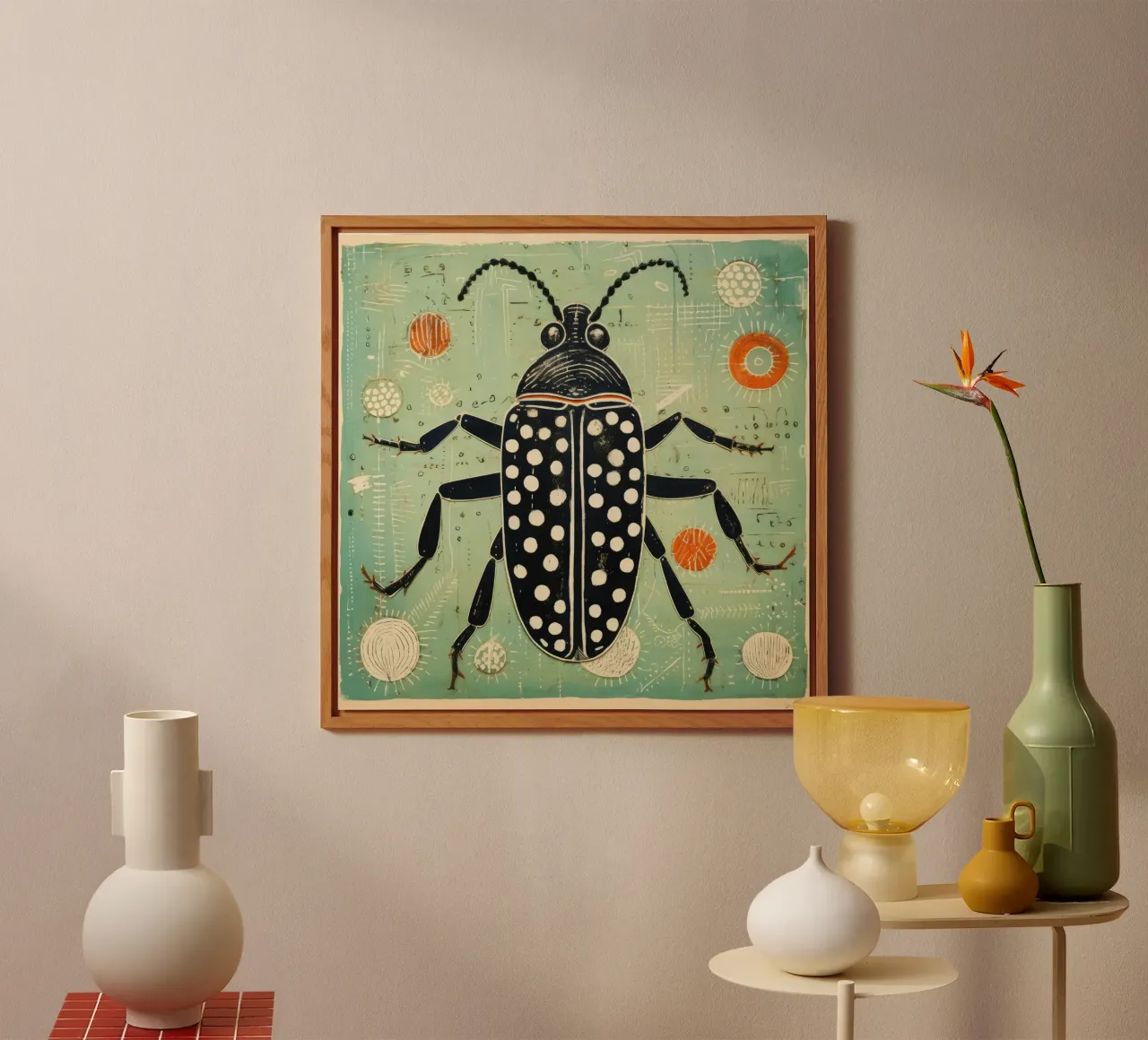 Scarafaggio verde 3 alluminio dibond da Minimal Animal Art