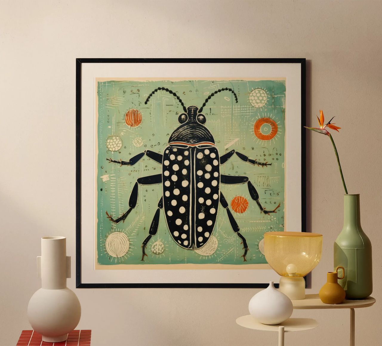 Scarafaggio verde 3 poster da Minimal Animal Art