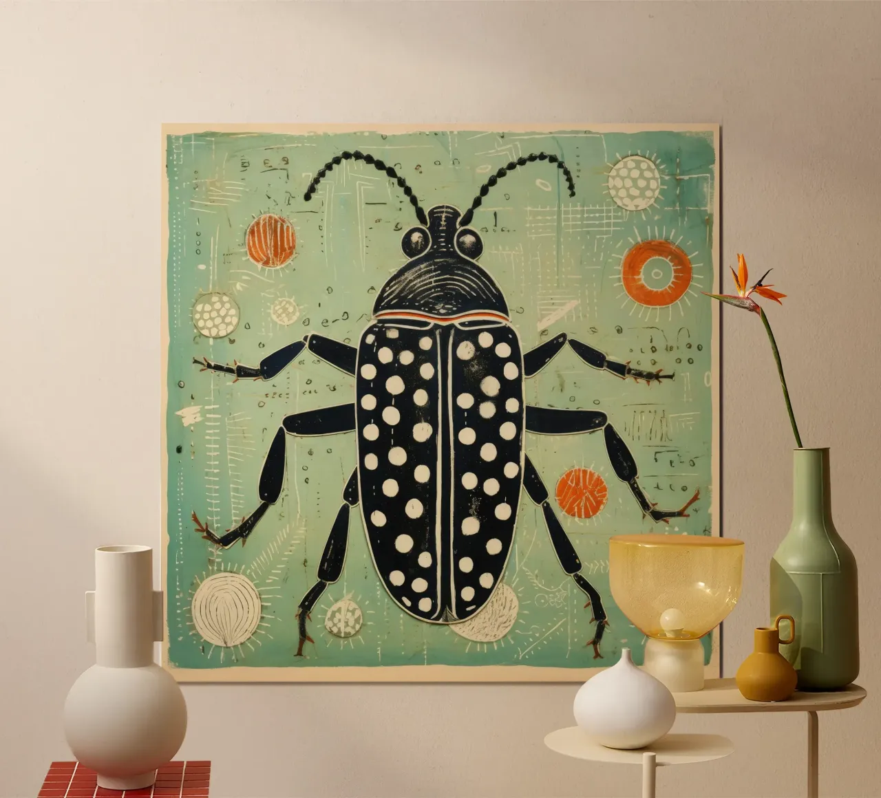 Grüne Kakerlake 3 Poster von Minimal Animal Art