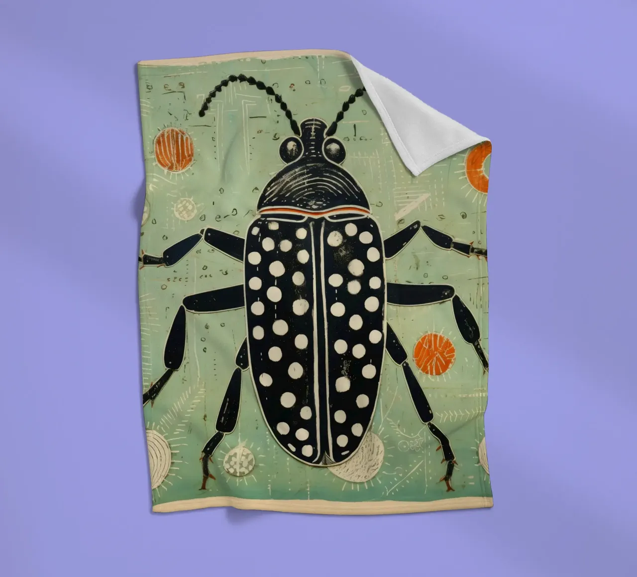 Groene kakkerlak 3 fleecedeken van Minimal Animal Art