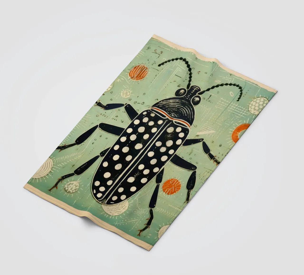 Groene kakkerlak 3 fleecedeken van Minimal Animal Art