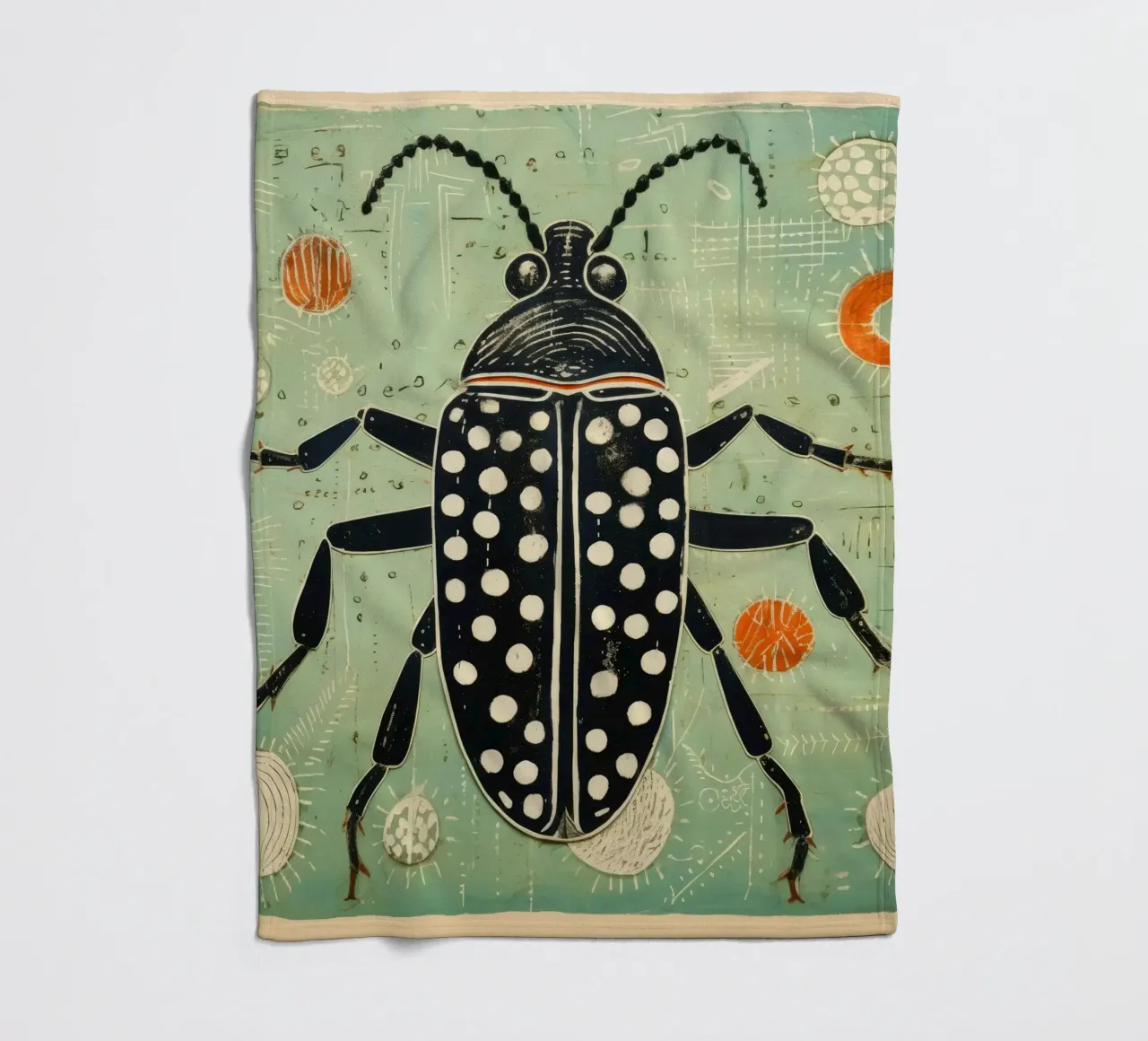 Groene kakkerlak 3 fleecedeken van Minimal Animal Art