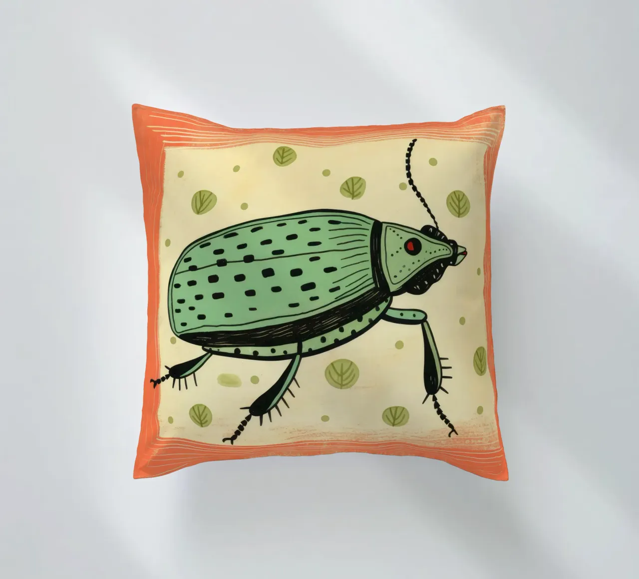 Scarafaggio verde 4 cuscino da Minimal Animal Art
