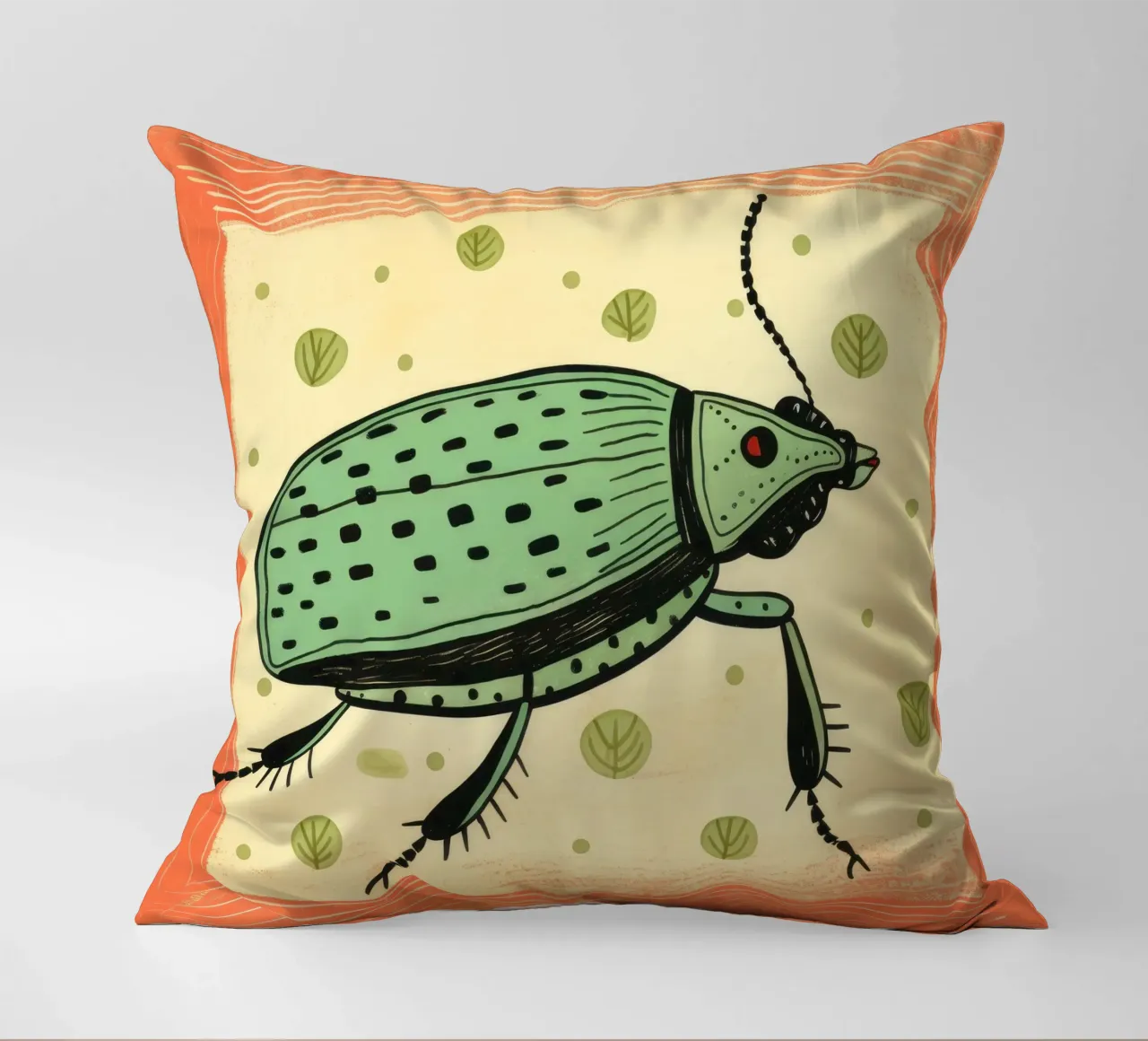 Scarafaggio verde 4 cuscino da Minimal Animal Art