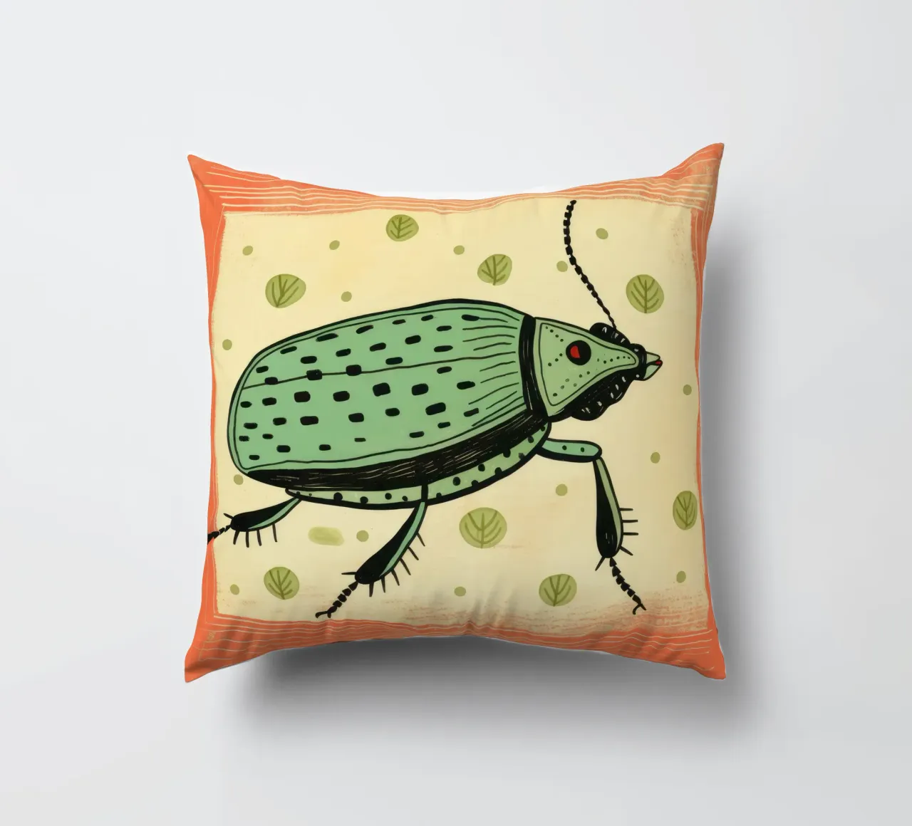 Scarafaggio verde 4 cuscino da Minimal Animal Art