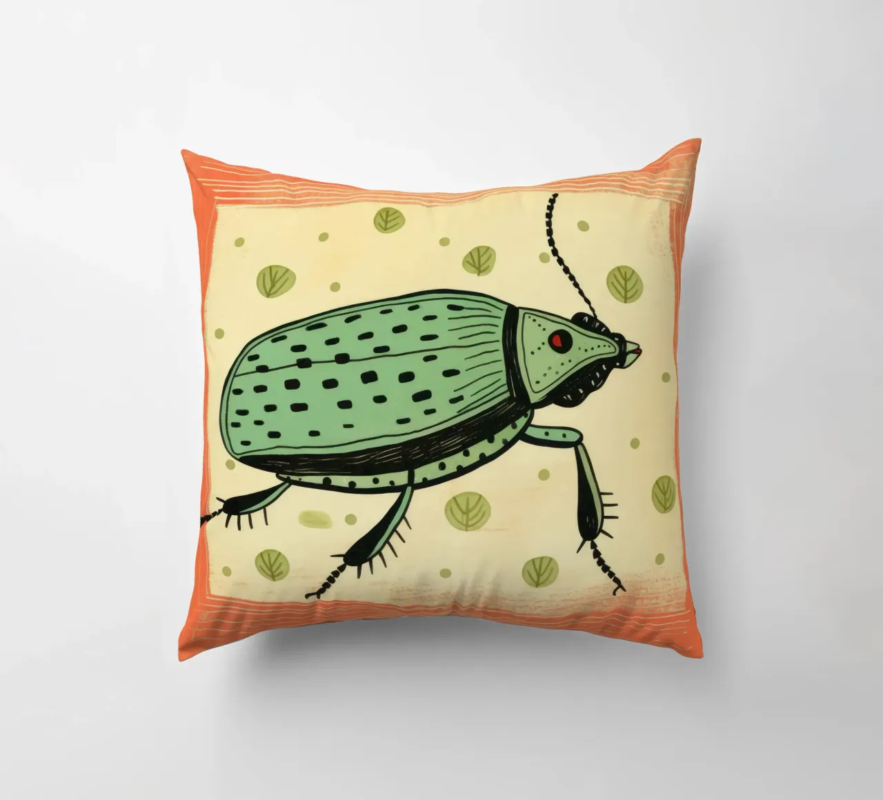 Scarafaggio verde 4 cuscino da Minimal Animal Art