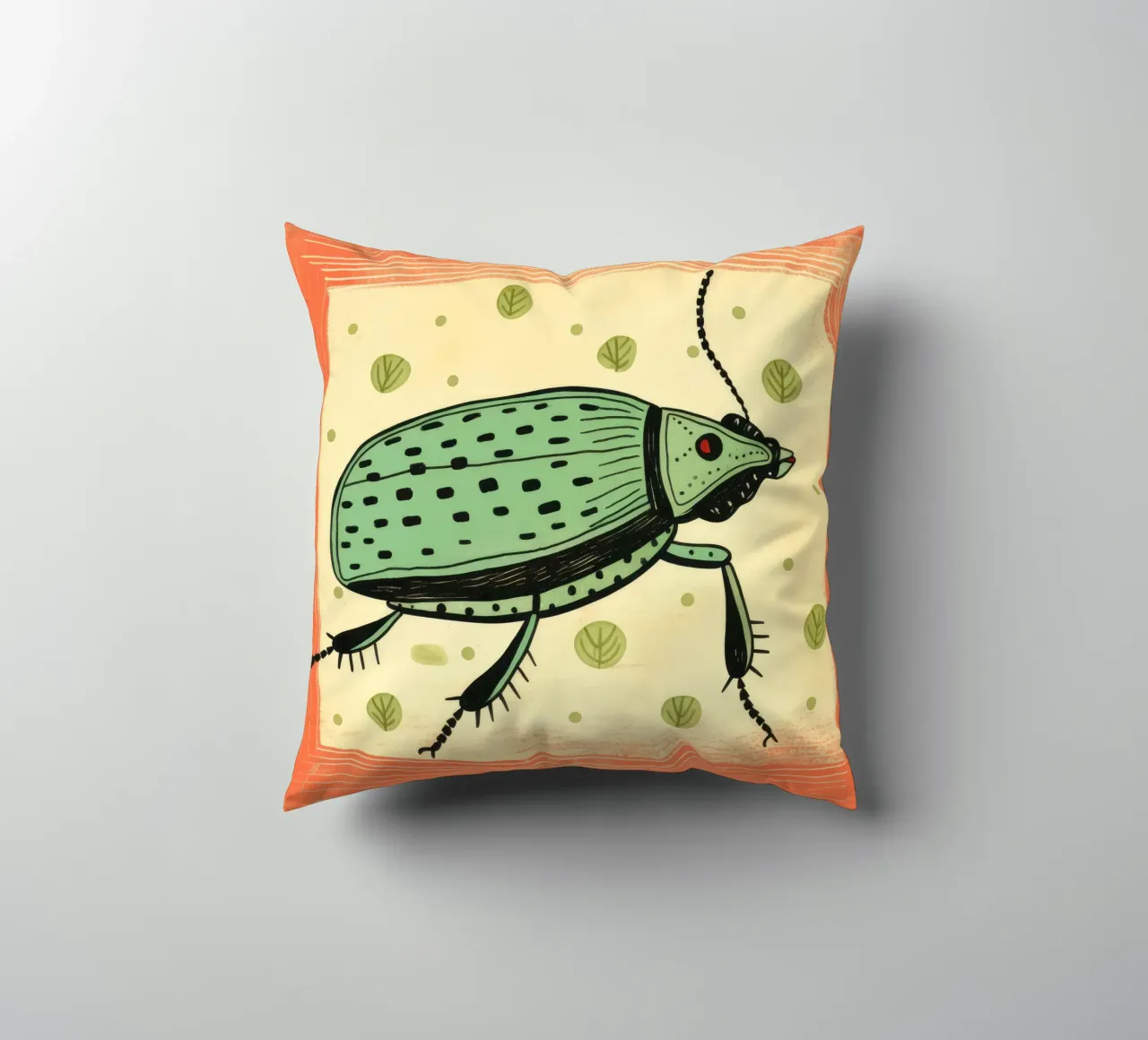 Scarafaggio verde 4 cuscino da Minimal Animal Art