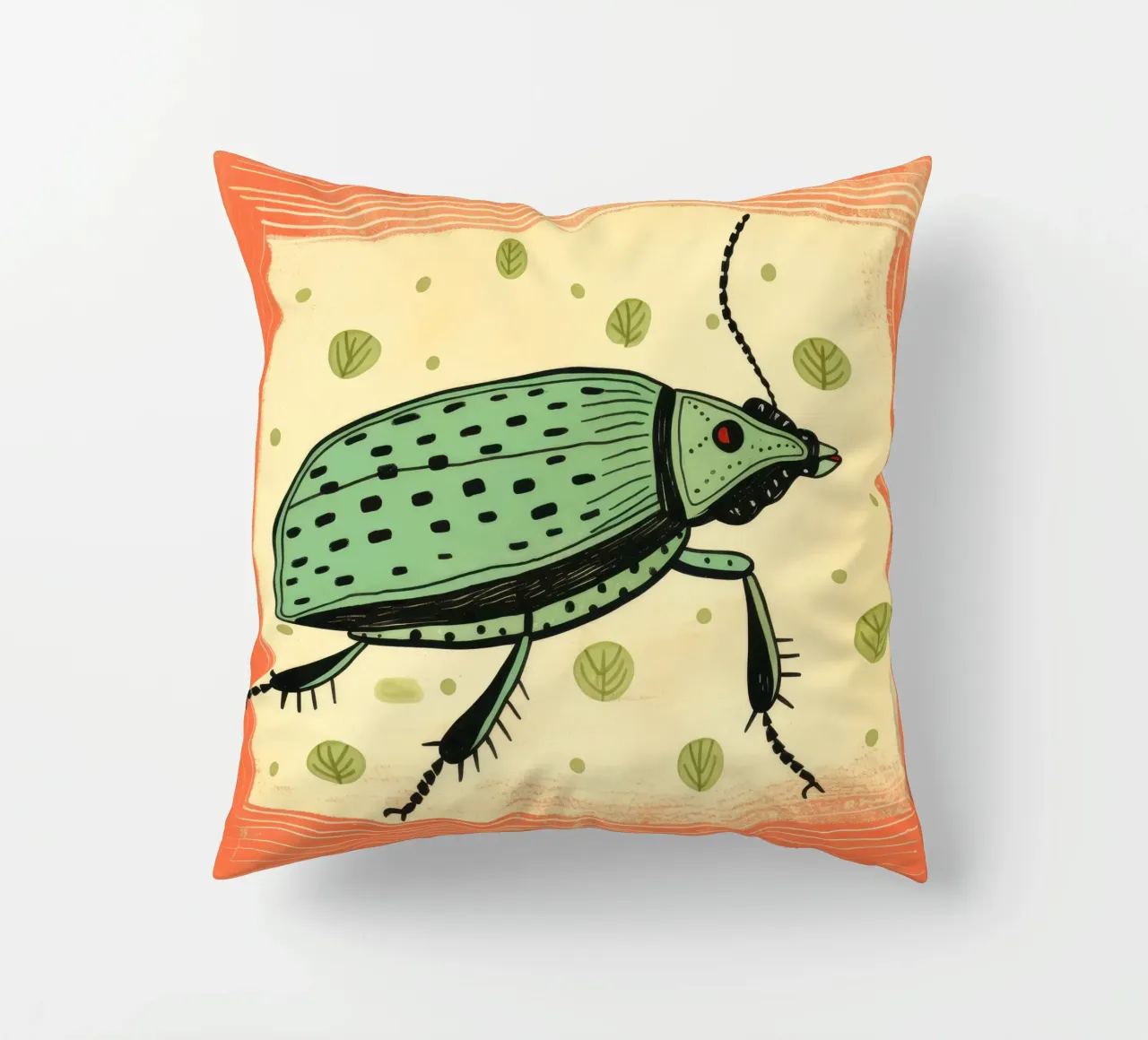 Scarafaggio verde 4 cuscino da Minimal Animal Art
