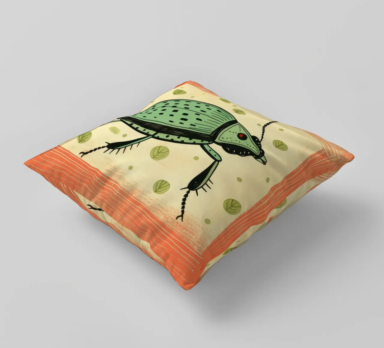 Scarafaggio verde 4 cuscino da Minimal Animal Art