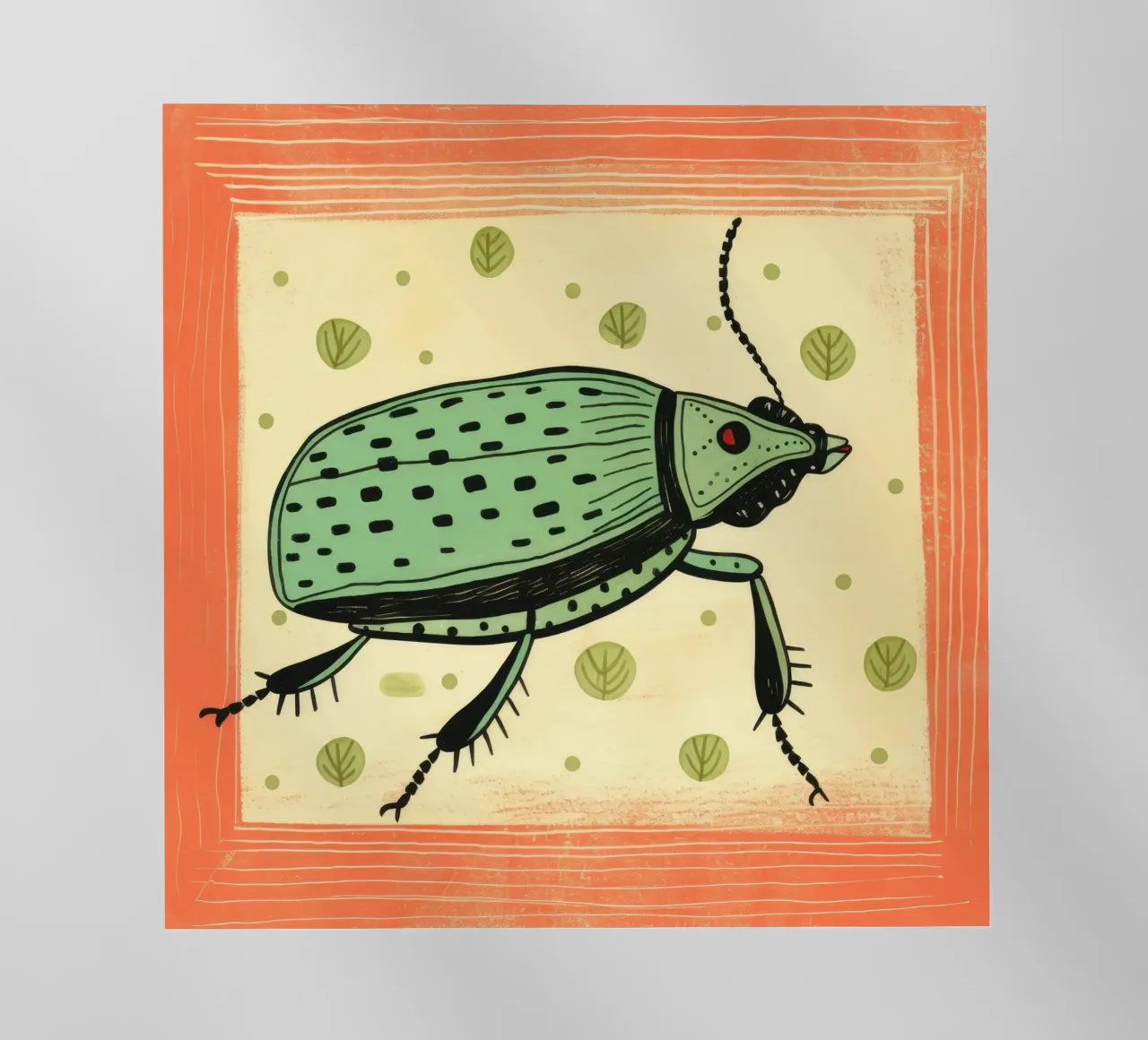 Cucaracha verde 4 lámina retroiluminada de Minimal Animal Art