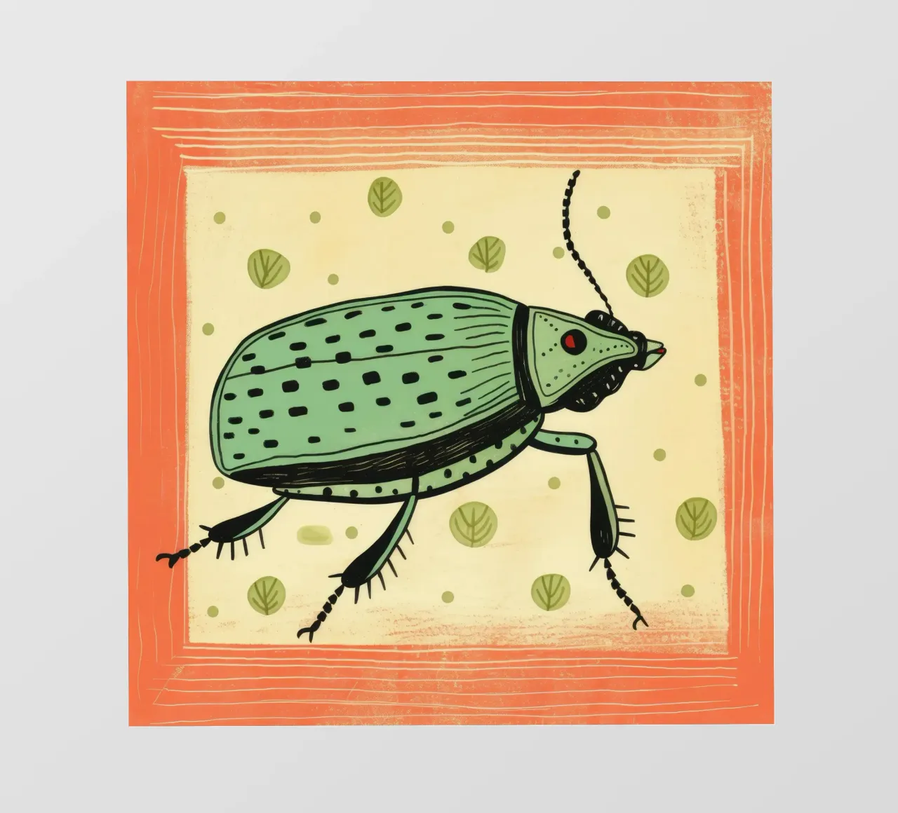 Cucaracha verde 4 lámina retroiluminada de Minimal Animal Art