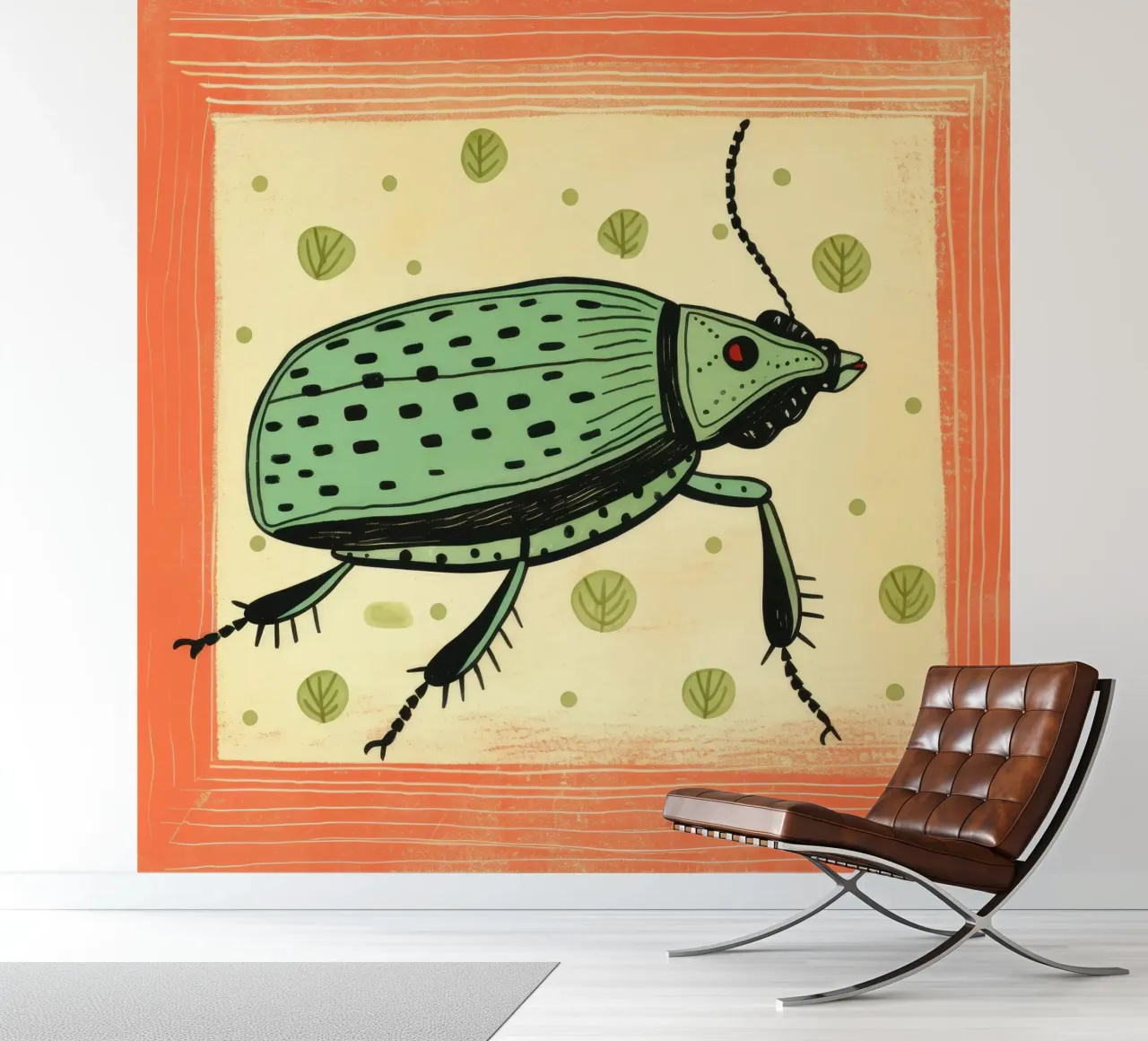 Cucaracha verde 4 papel para pared de Minimal Animal Art
