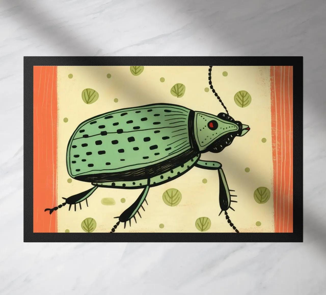 Grüne Kakerlake 4 Fußmatte von Minimal Animal Art
