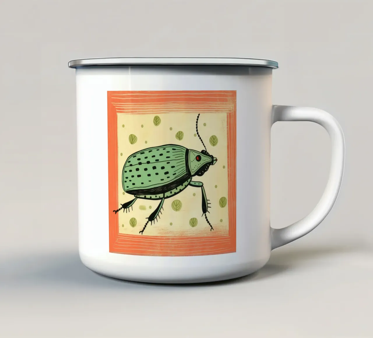Scarafaggio verde 4 tazza in smalto da Minimal Animal Art