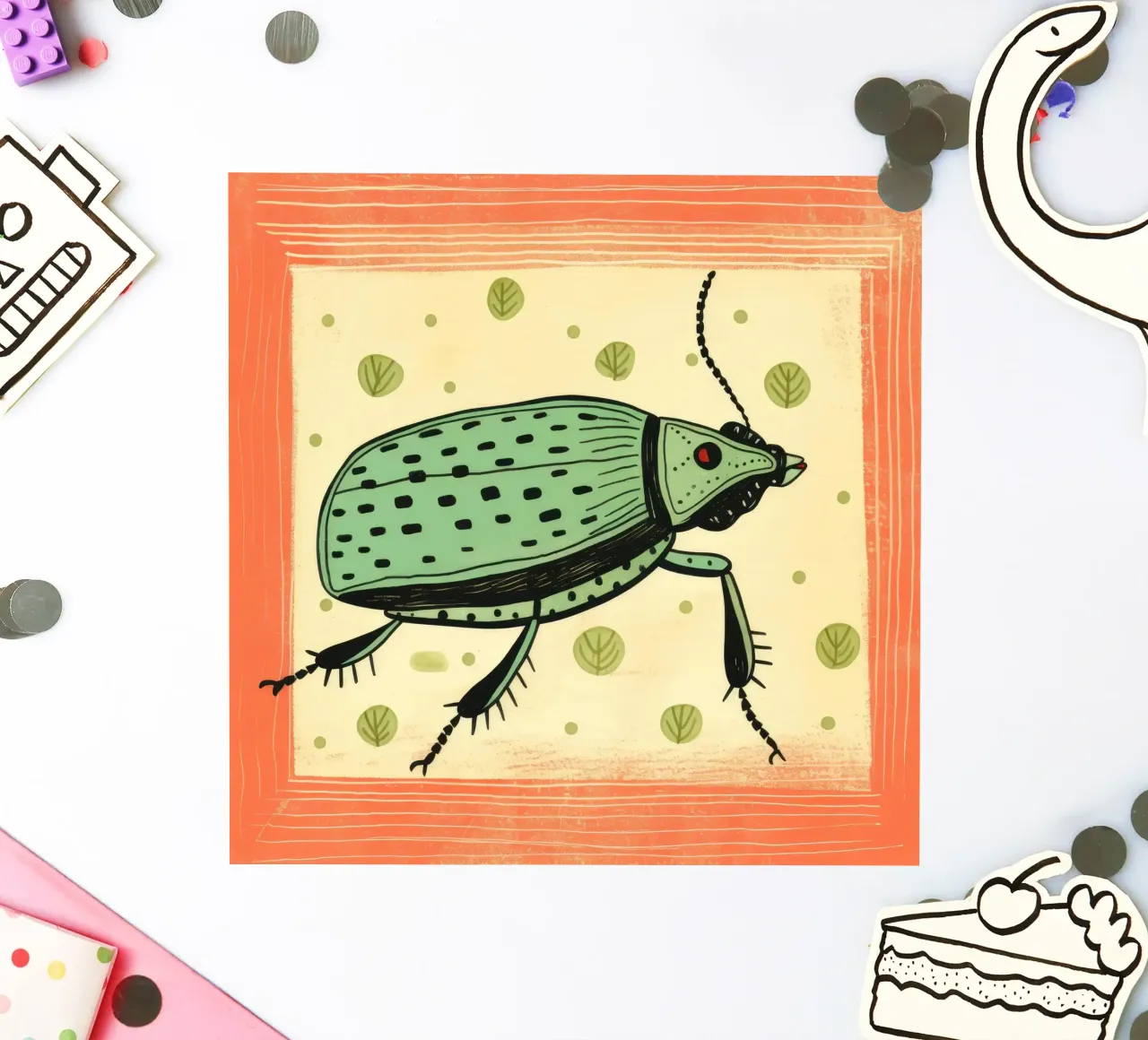 Green Cockroach 4 sticker by Minimal Animal Art