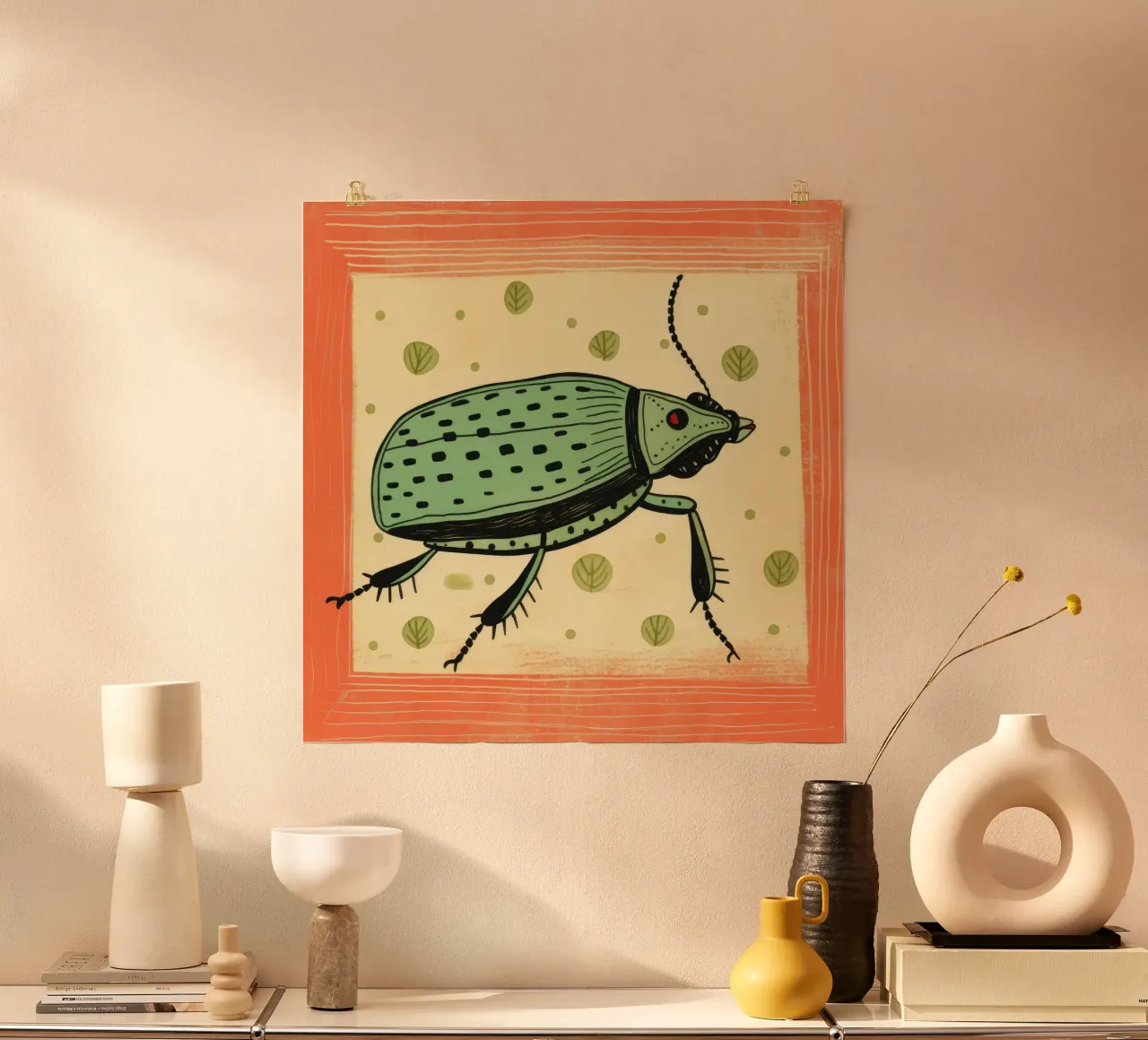 Grüne Kakerlake 4 Poster von Minimal Animal Art