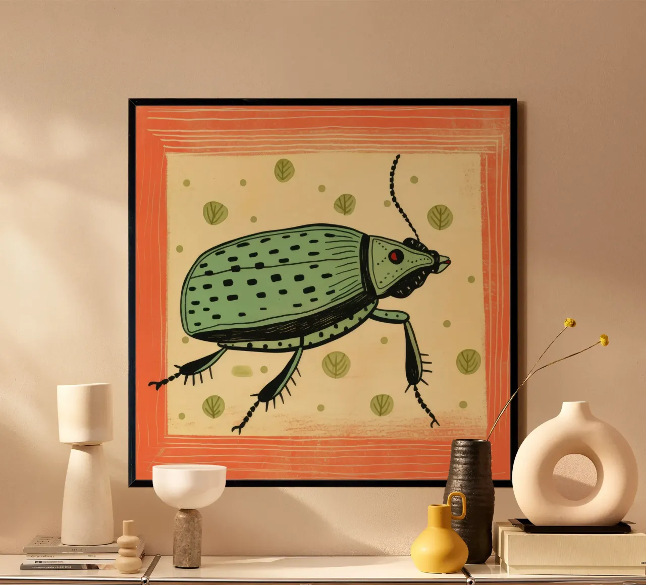 Grüne Kakerlake 4 Poster von Minimal Animal Art