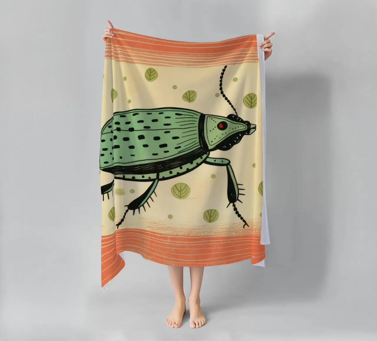 Blatte verte 4 serviette de plage de Minimal Animal Art