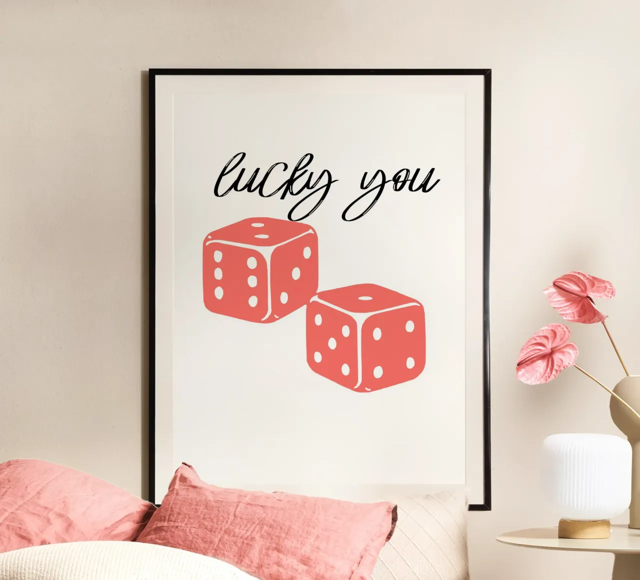 lucky you poster con telaio in alluminio da ramosashop