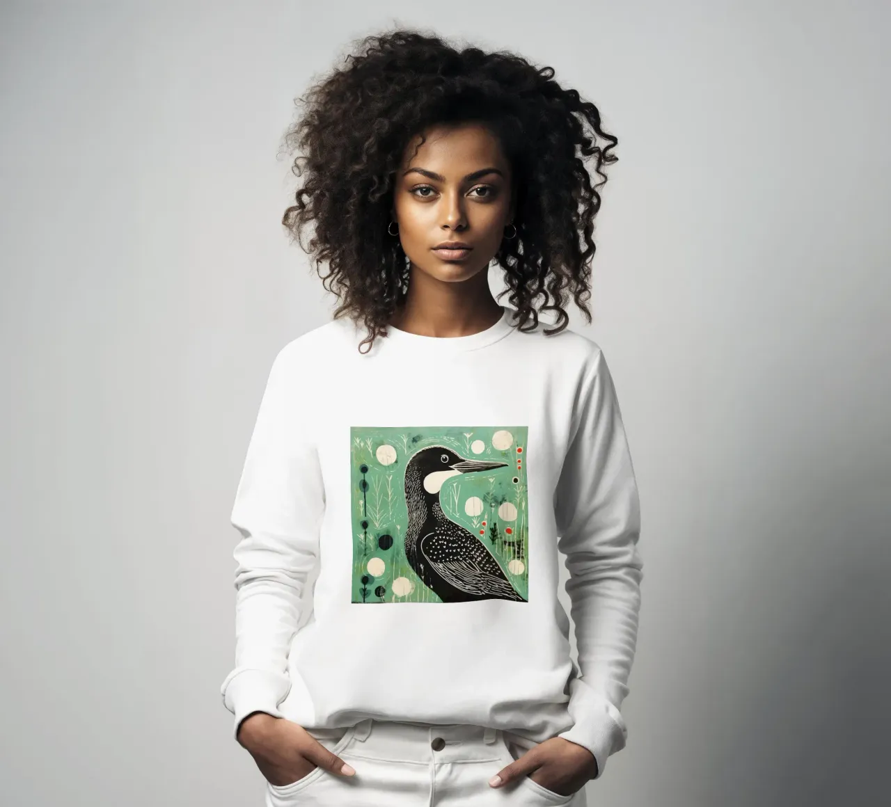Groene aalscholver sweatshirt van Minimal Animal Art