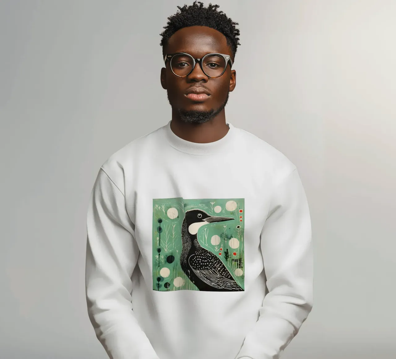Groene aalscholver sweatshirt van Minimal Animal Art