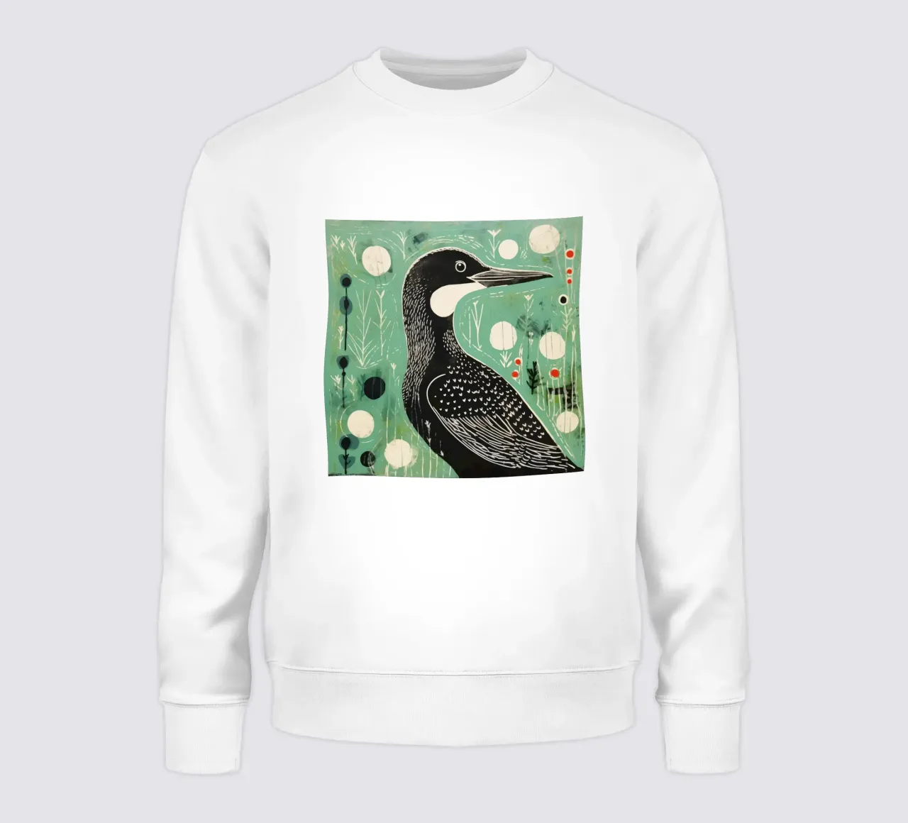 Cormorano verde 1 felpa da Minimal Animal Art